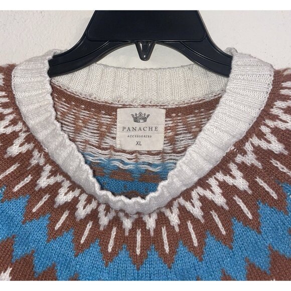 Panache Fair Isle Sweater Crew Neck Aztec Print Womens XL XLarge Cream - Picture 3 of 4